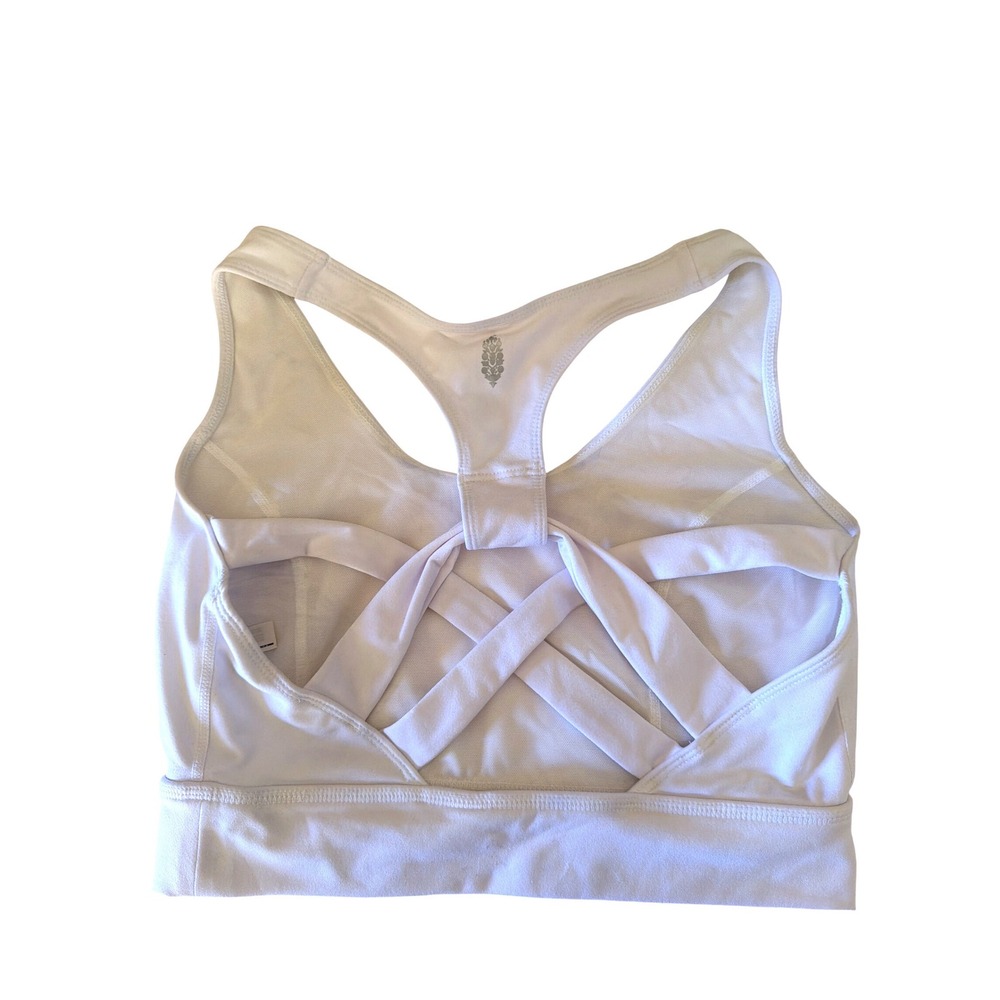 Free People Movement White Strappy Racerback Sports Bra OB860924 Womens Medium